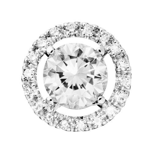 Pendentif diamant Halo en Or gris - diagonal