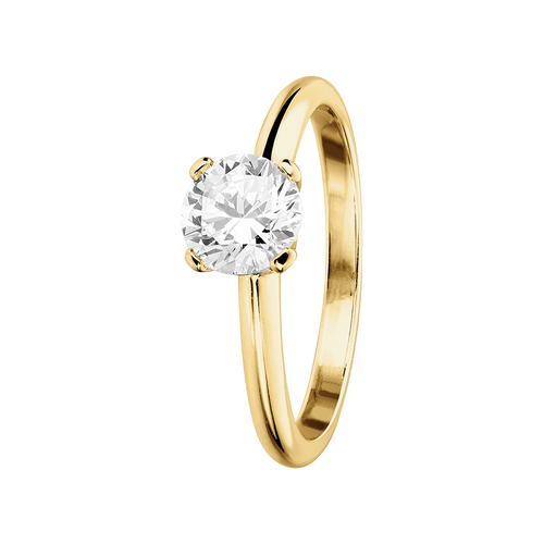 Diamantring Berlin in Gelbgold - diagonal