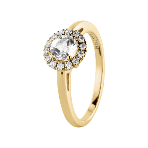 Diamantring Hongkong in Gelbgold - diagonal