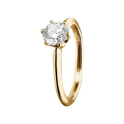 Diamantring Lisbon in Gelbgold - diagonal