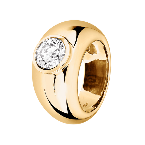 Diamantring Lyon in Gelbgold - diagonal