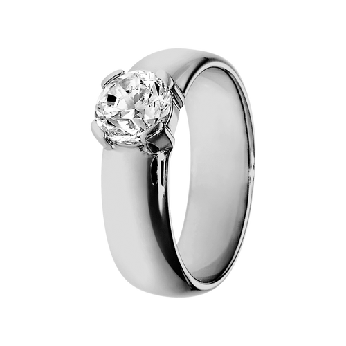 Solitaire Ring Rome in White Gold - diagonal
