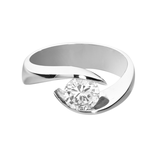 Solitaire Ring Seville in White Gold - liegend