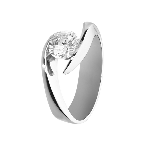 Solitaire Ring Seville in White Gold - diagonal