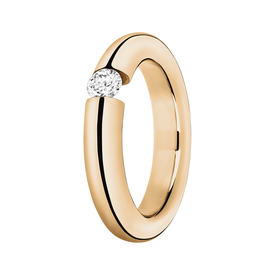 Brillantring Mallorca in Roségold - diagonal