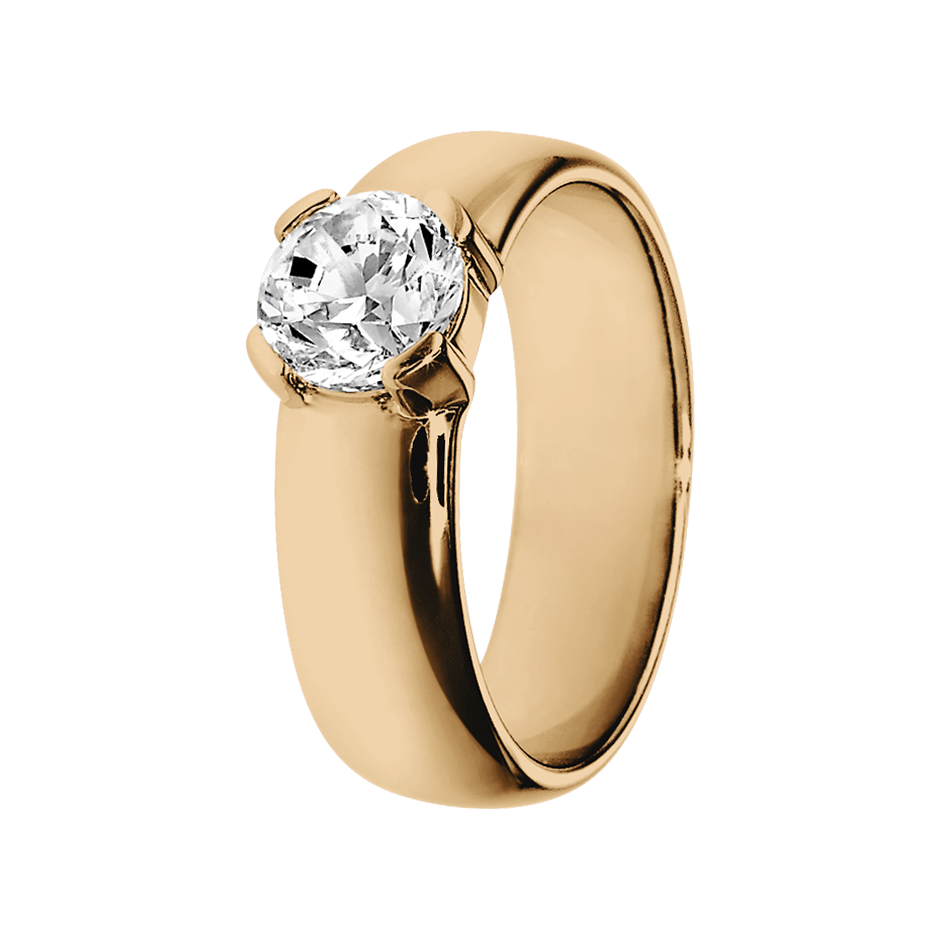 Brillantring Rome in Roségold - diagonal