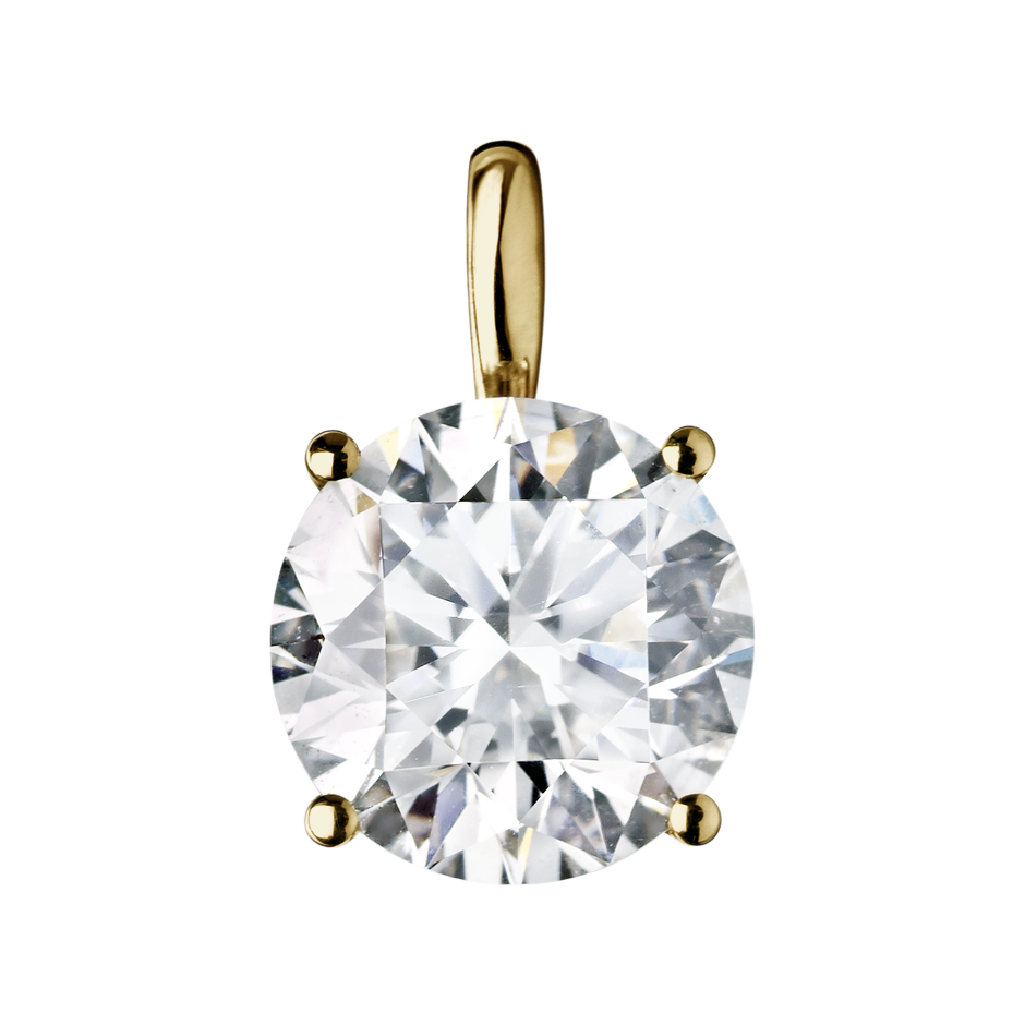 Diamantanhänger 4-Krappenfassung in Gelbgold - diagonal