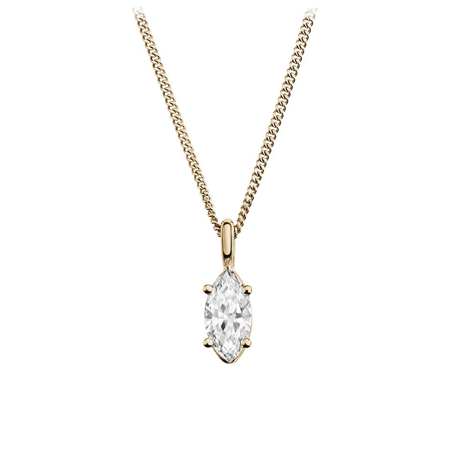 Diamant Anhänger 4-Krappenfassung in Rosegold mit Marquise