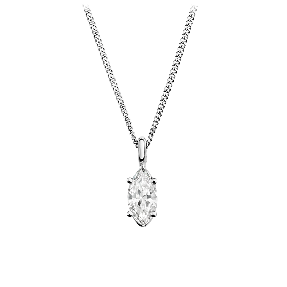 Diamant Anhänger 4-Prong Setting in Weissgold mit Marquise