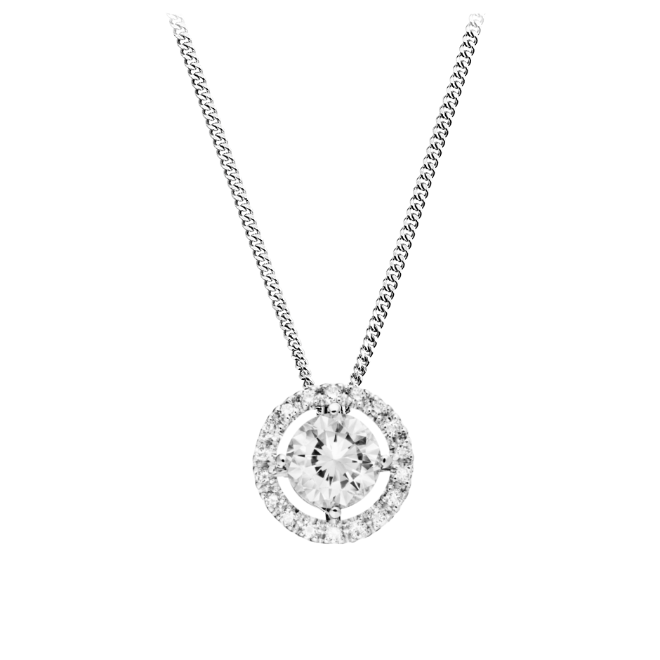 Diamant Anhänger Halo in Platin mit Brillant