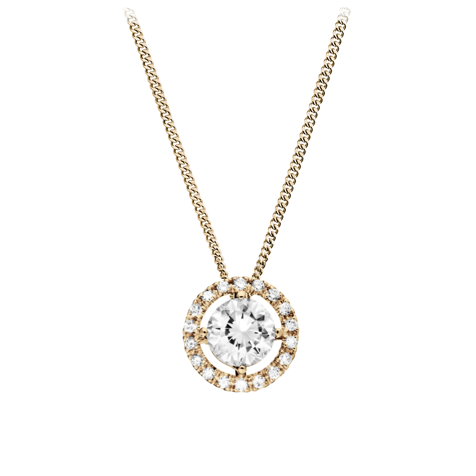 Diamond Pendant Halo in Yellow Rose Gold