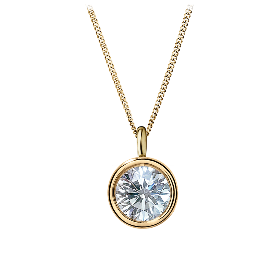 Diamant Anhänger Bezel Setting in Gelbgold mit Brillant