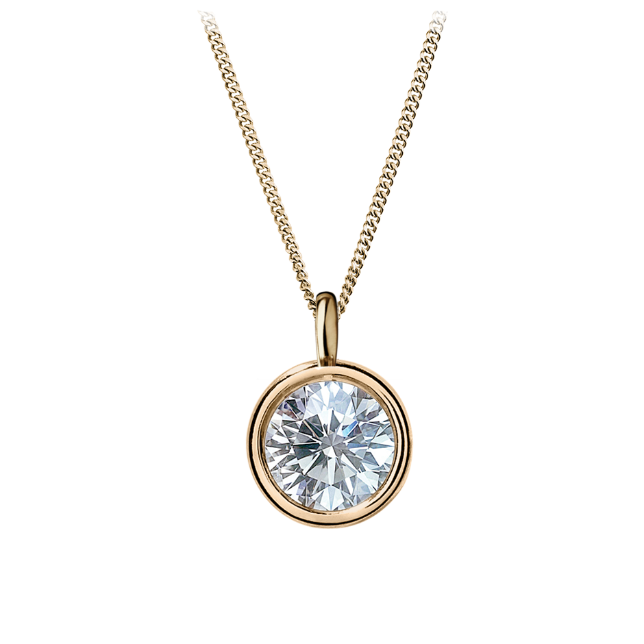 Diamond Pendant Zargenfassung in Yellow Rose Gold