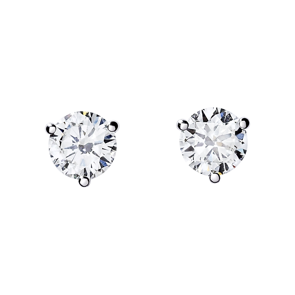 Diamond Stud Earring 3-Krappenfassung in Rose Platinum