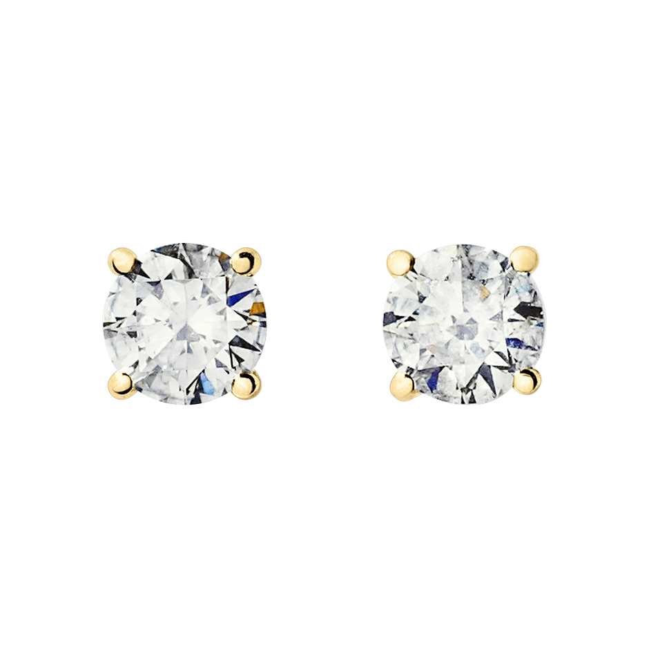 Diamond Stud Earring 4-Krappenfassung in White Yellow Gold