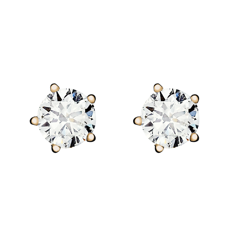 Diamond Stud Earring 5-Krappenfassung in Yellow Rose Gold