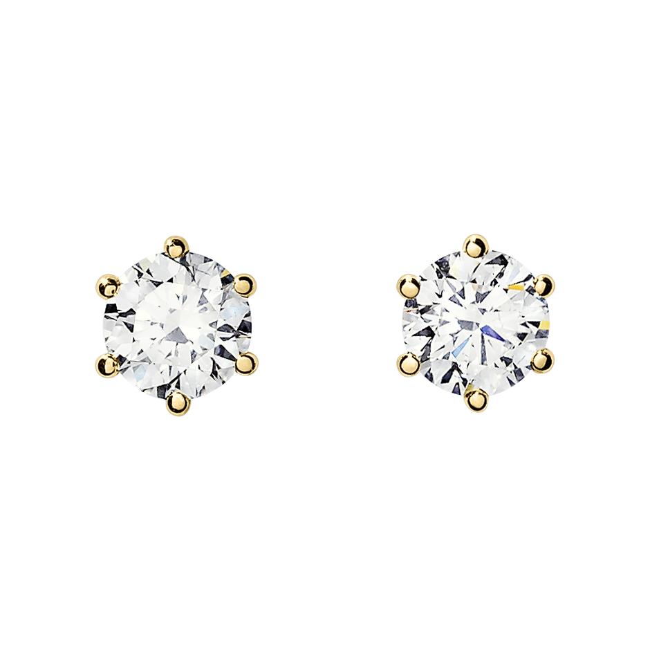 Diamond Stud Earring 6-Krappenfassung in Yellow Yellow Gold