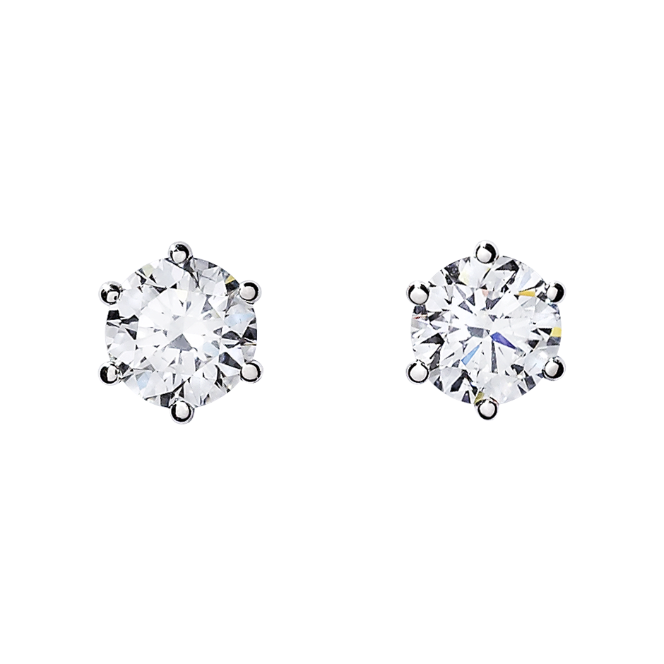 Diamond Stud Earring 6-Krappenfassung in Yellow Platinum