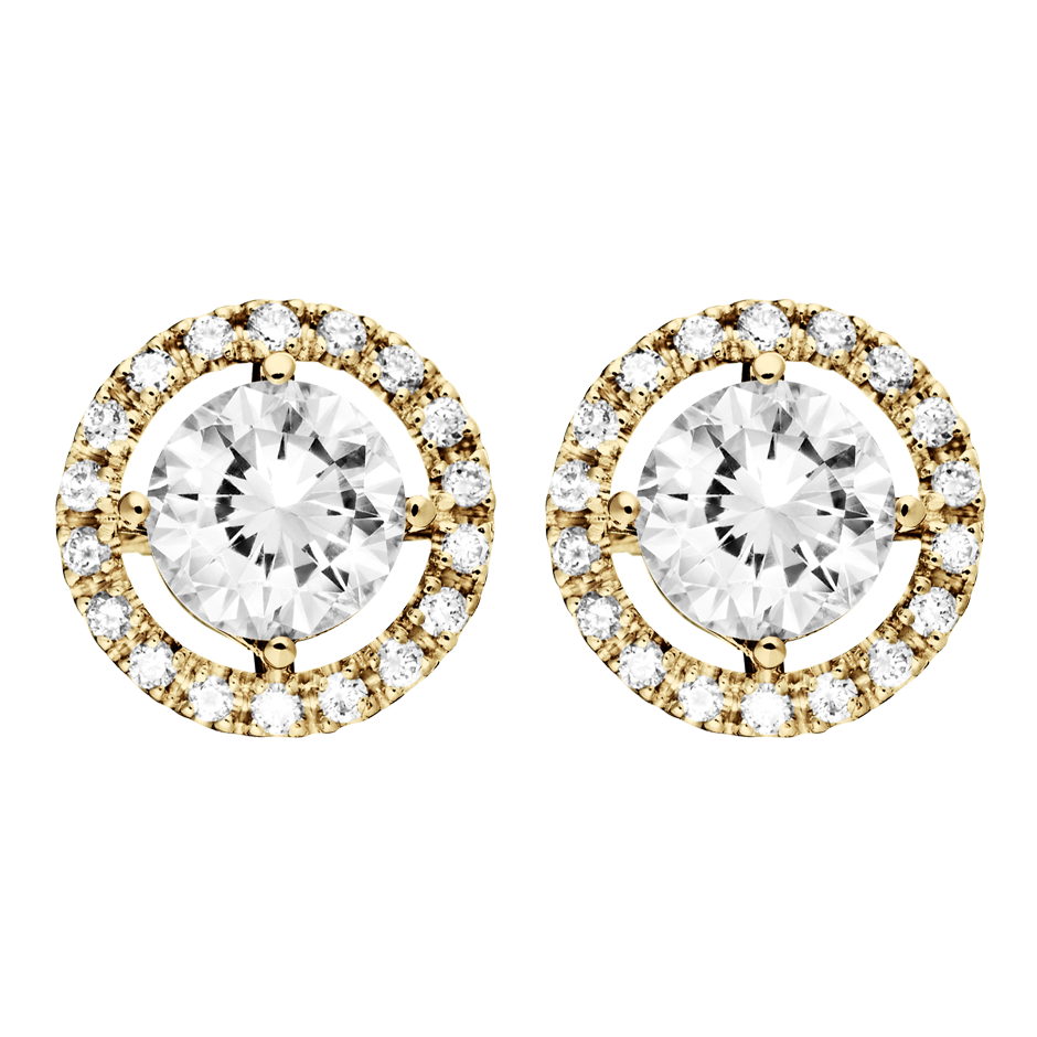 Diamond Stud Earring Halo in White Yellow Gold