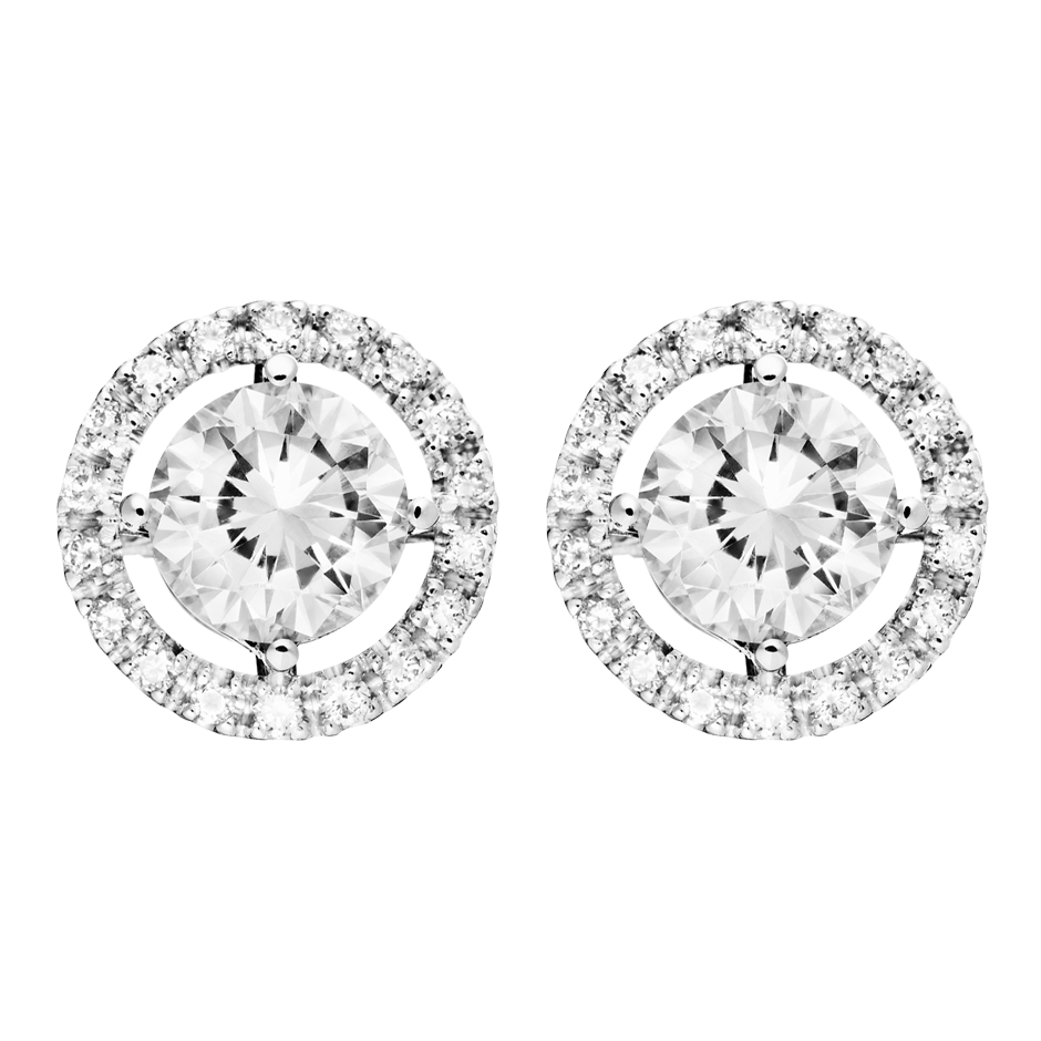 Diamant Ohrstecker Halo in Platin mit Brillant