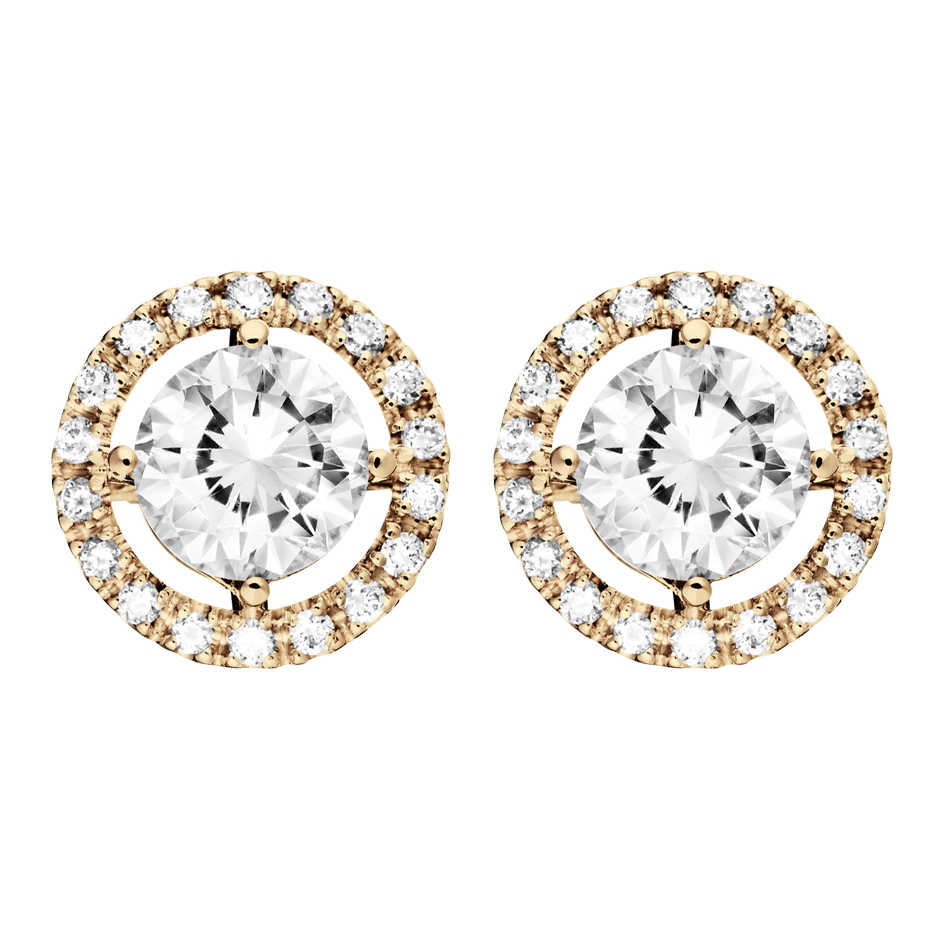 Diamant Ohrstecker Halo in Rosegold mit Brillant