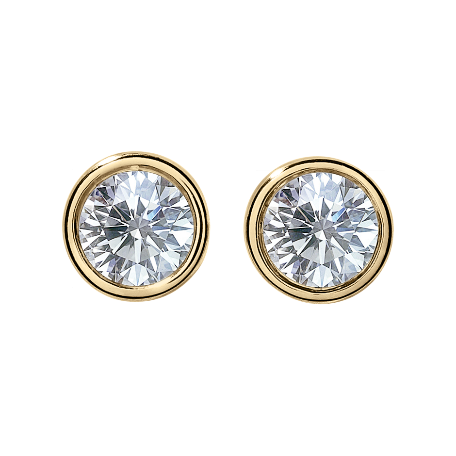 Diamant Ohrstecker Bezel Setting in Gelbgold mit Brillant