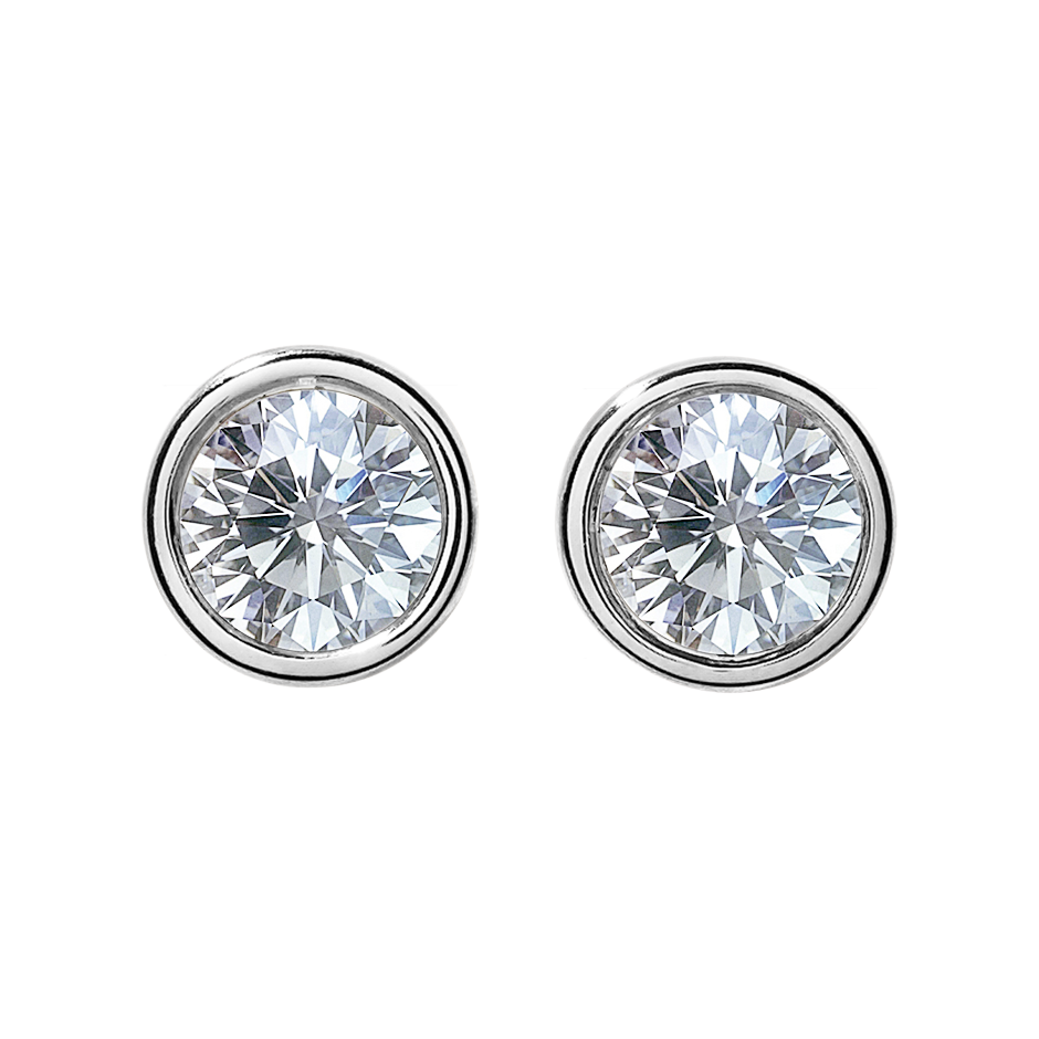 Diamant Ohrstecker Zargenfassung in Platin mit Brillant