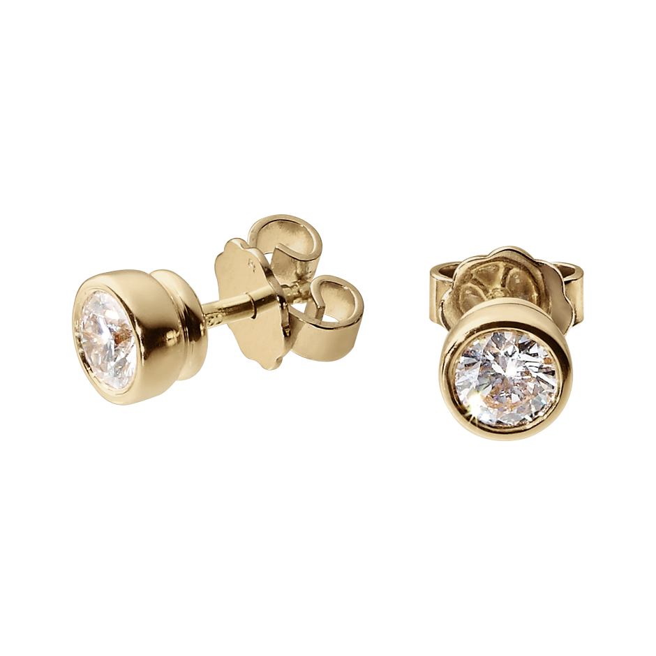 Diamond Stud Earring Bezel Setting | Platinum, Rose Gold, White