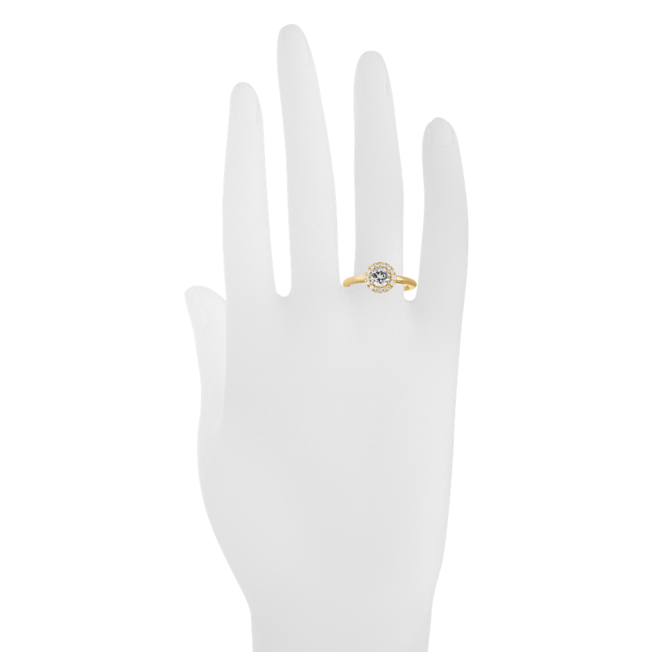 Diamantring Hongkong in Gelbgold - an Hand
