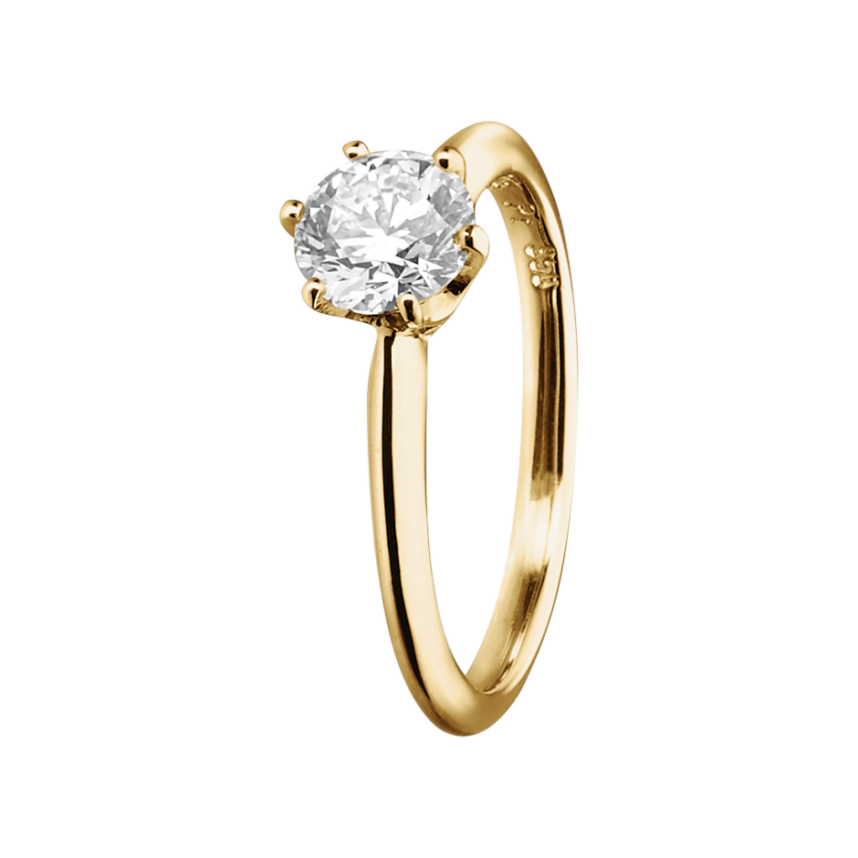Diamantring Lisbon in Gelbgold - diagonal