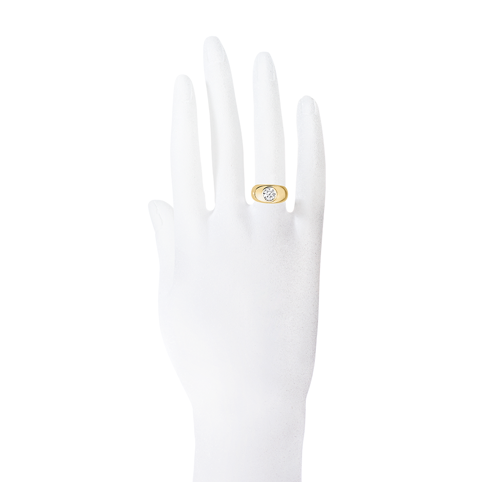 Diamantring Lyon in Gelbgold - an Hand