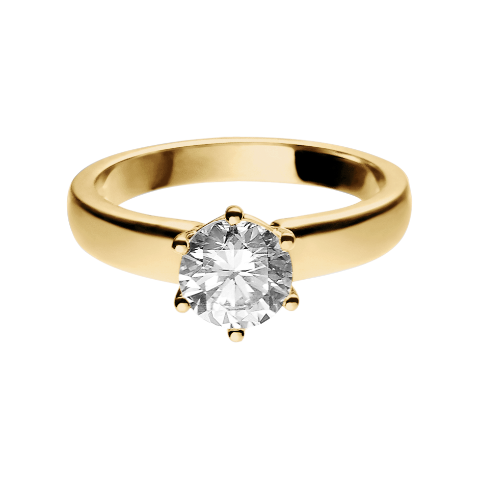 Diamantring Malmö in Gelbgold mit Brillant