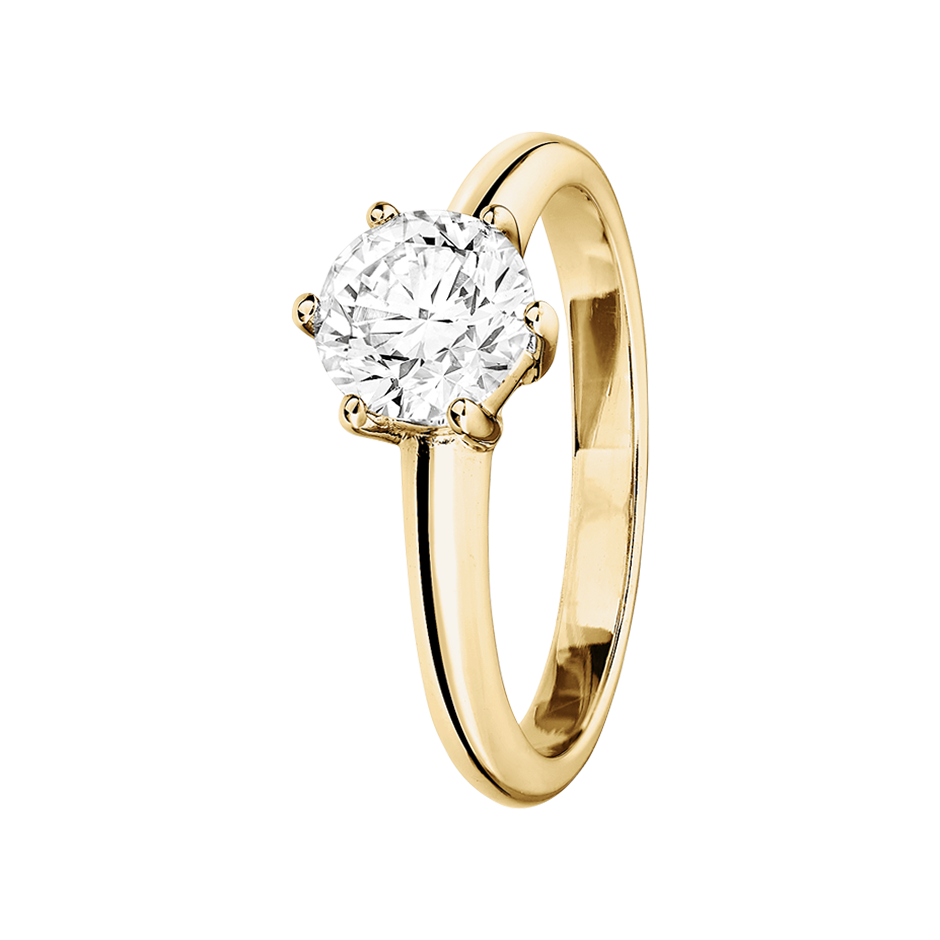 Diamantring New York in Gelbgold - diagonal