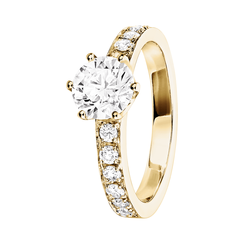 Diamantring Perth in Gelbgold - diagonal