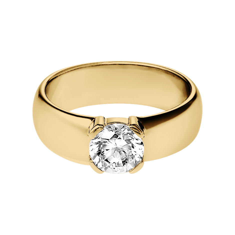 Diamantring Rome in Gelbgold mit Brillant