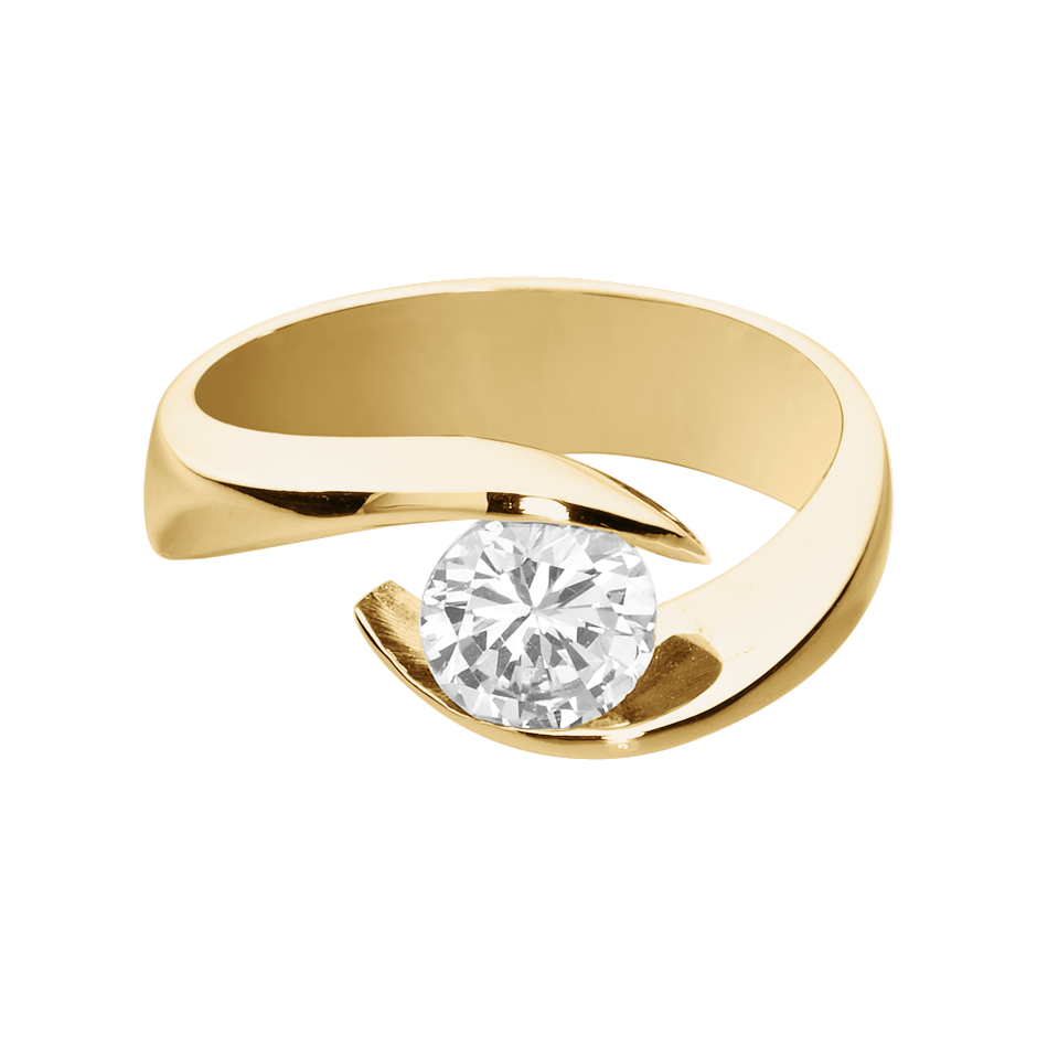 Diamantring Seville in Gelbgold mit Brillant