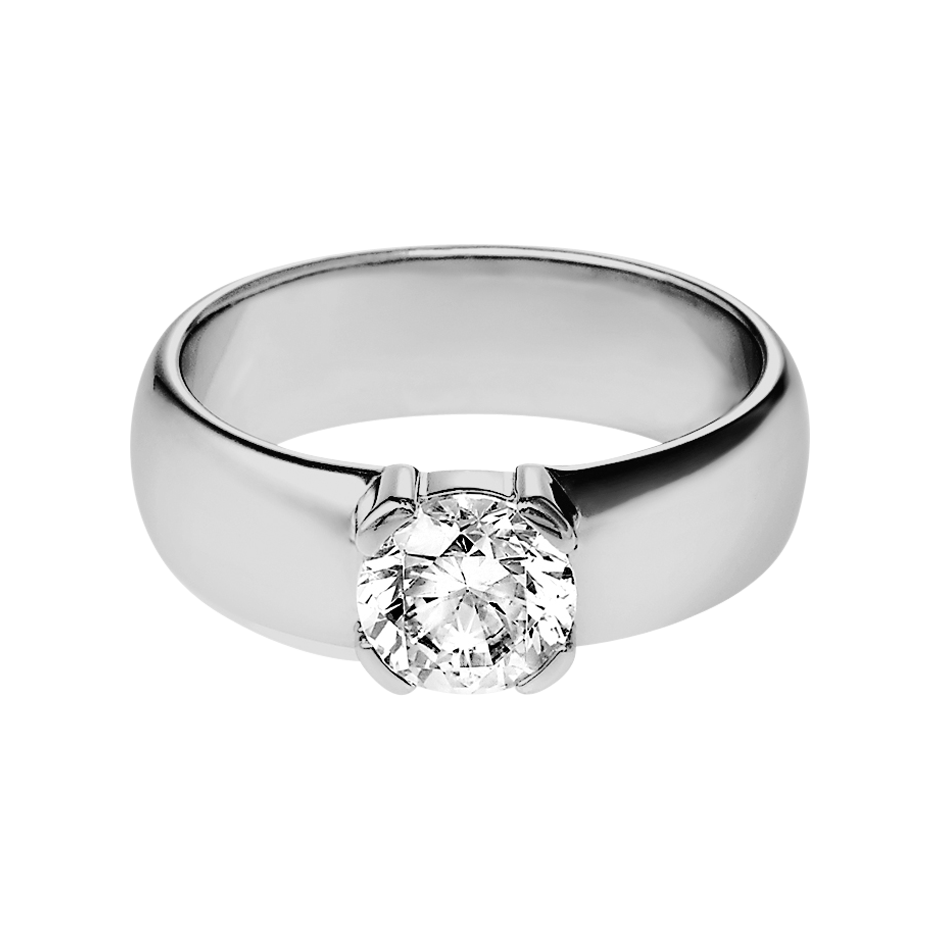 Solitaire Ring Rome in White White Gold