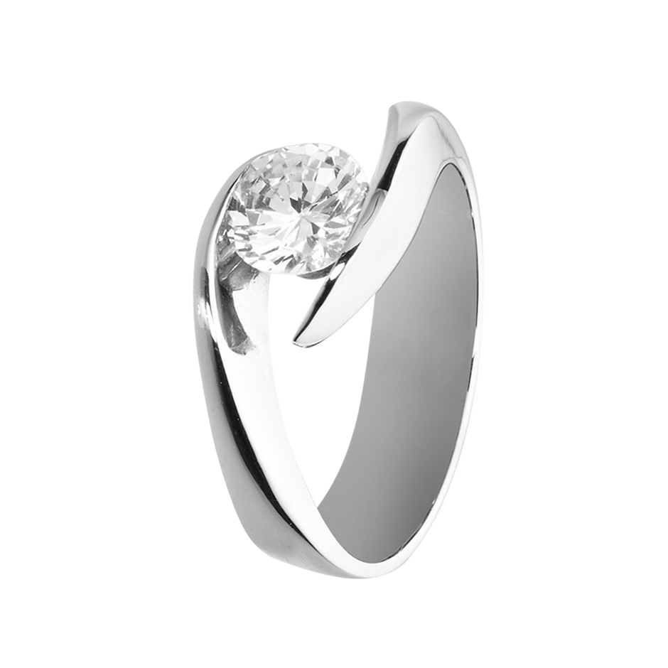 Solitaire Ring Seville in White Gold - diagonal