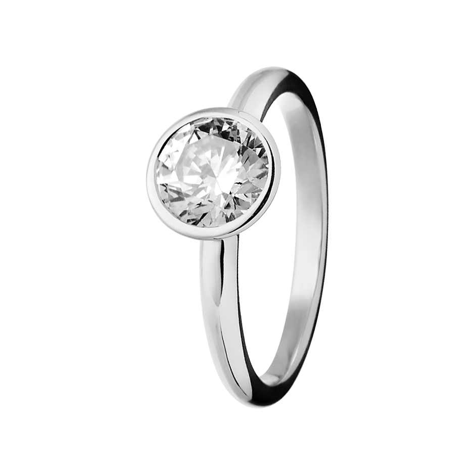 Solitaire Ring Vienna in White Gold - diagonal