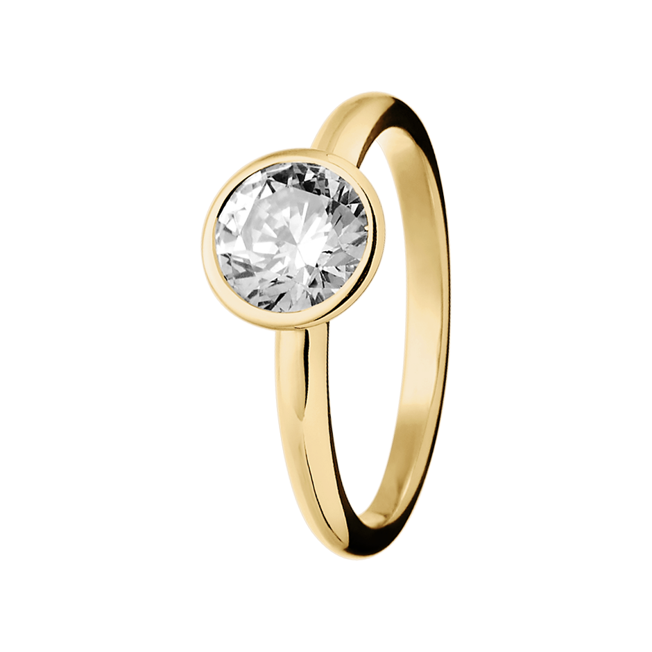 Verlobungsring Wien in Gelbgold - diagonal